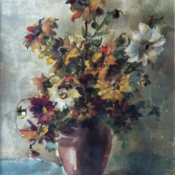 Margherite e dalie - Margeriten u. Dahlien, 1949, acquarello - Aquarell, 55x45