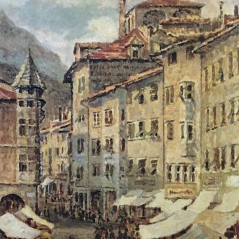 Piazza delle Erbe - Obstplatz, 1960, olio - Öl, 80x50, Comune di Bolzano - Gemeinde Bozen copia