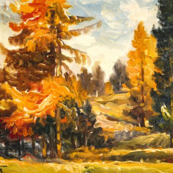 Larici in autunno - Lerchen im Herbst, 1963, tempera ad olio - Öltempera, 36x29 *