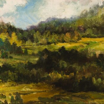 Valle boschiva - Waldtal, 1963, tempera ad olio - Öltempera, 30x60 *